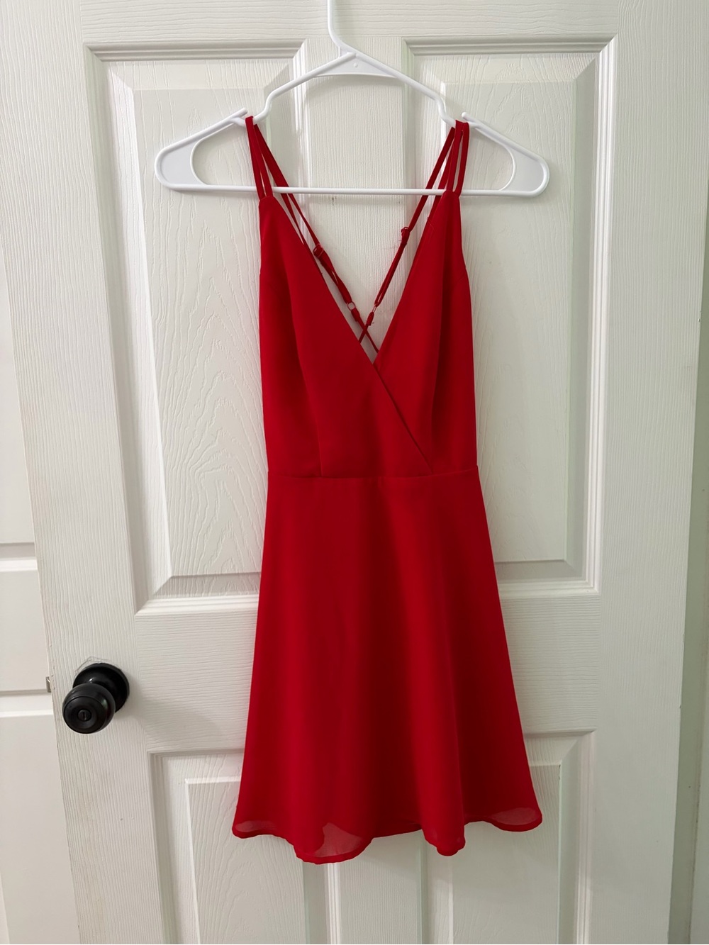 Tobi Red V-Neck Double-Strap Mini Dress